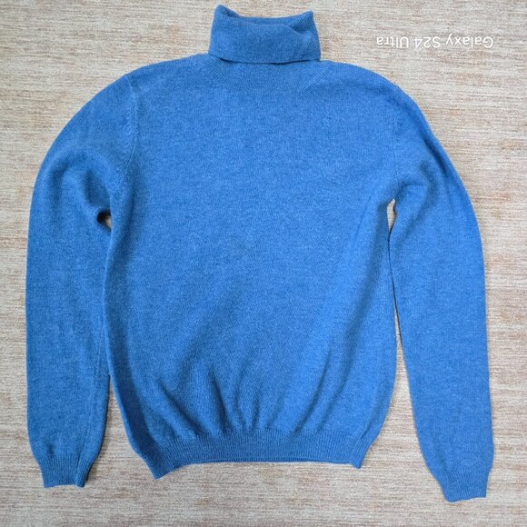 BLUE WOOL ROLL NECK SWEATER - Picture 3 of 5